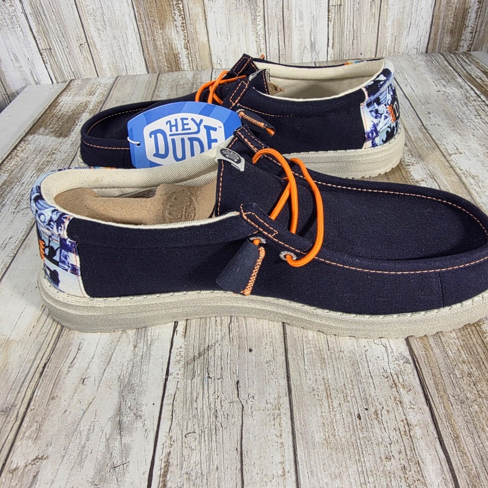 Hey Dude Wally Spring Breakr Photo Reel Navy Blue Grey Mens Loafers 41086-4TA M8 - Picture 3 of 11